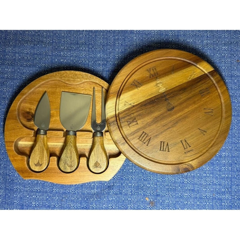 Disney Cinderella Toscana Acacia Cheese Board Hidden Tool Set Clock Charcuterie